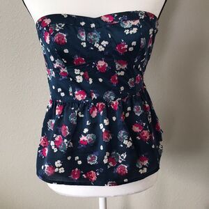 American Eagle floral strapless top XS